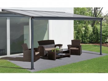 Hliníková pergola Wall 33 antracit + čirý PC