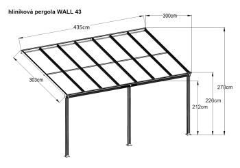 hliníková pergola WALL 43 bílá   opál PC