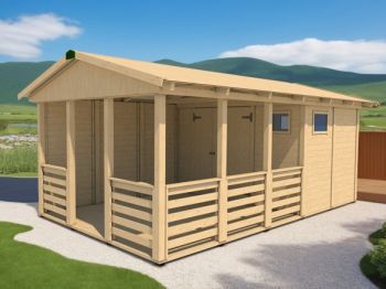 Zahradní altán Herold A3355 B s terasovou podlahou a boční stěnou (6,3 + 9,6 m2)