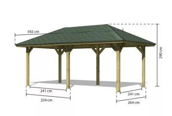 Zahradní altán Karibu BERGEN 2 68830 vč. zeleného střešního šindele