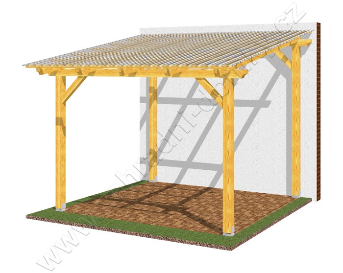 Přístřešek 300x270, sklon krokví 10°