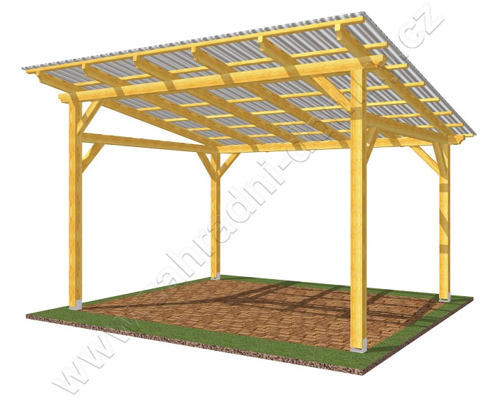 Pergola Klasik 300x370, sklon krokví 10°, polykarbonát