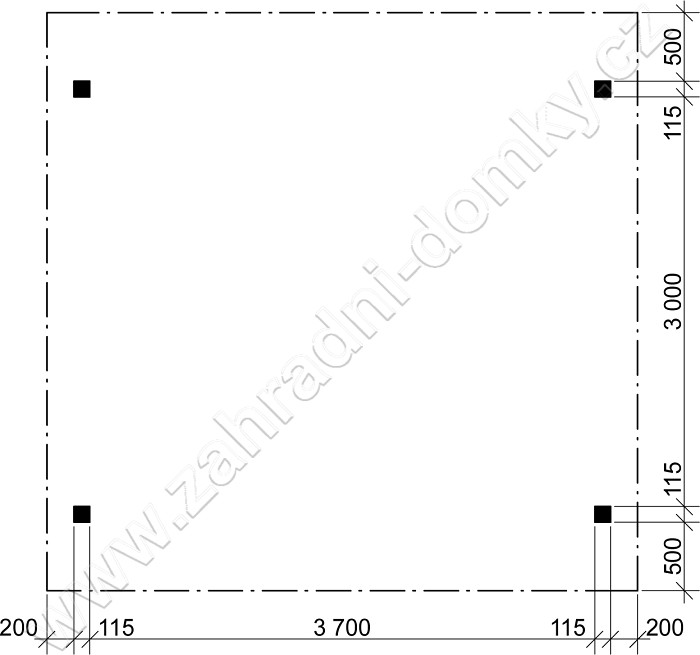 Pergola Klasik 300x370, sklon krokví 10° - stojky