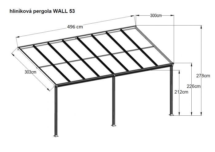hliníková pergola WALL 53 antracit   bronz PC