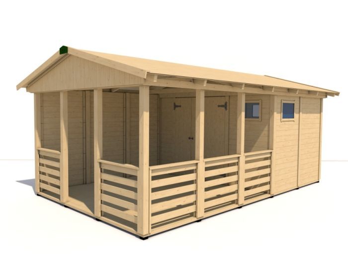 Zahradní altán Herold A3355 B s terasovou podlahou a boční stěnou (6,3 + 9,6 m2)