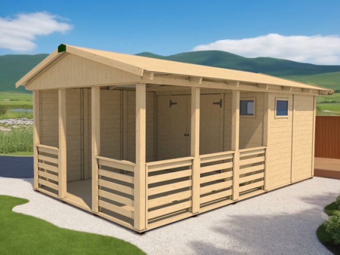 Zahradní altán Herold A3355 B s terasovou podlahou a boční stěnou (6,3 + 9,6 m2)