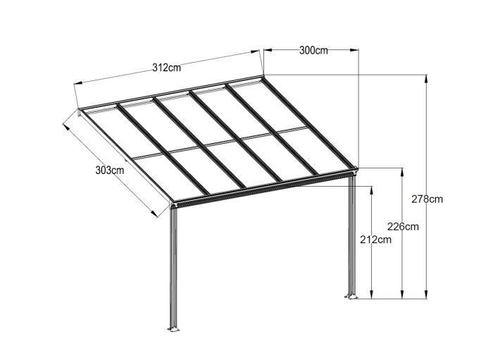 Hliníková pergola WALL 33 FSX antracit