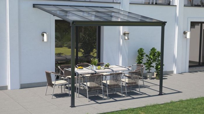 Hliníková pergola WALL 33 FSX antracit   opál PC